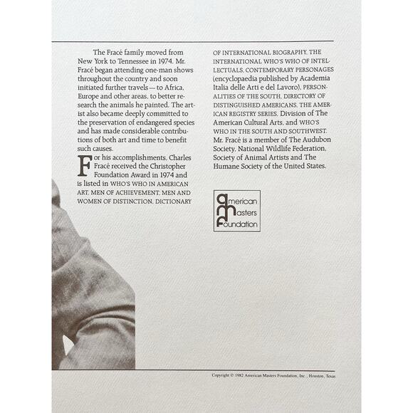 1984 Charles Fracé “Bandit, Raccoon” Large Signed Lithograph Print 30”X22” w/COA - Picture 5 of 14